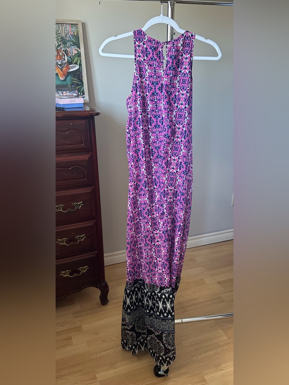 Japna Sleeveless Boho Maxi Dress | Purple Black Print | Size Small (PTP 17.5”) - Picture 8 of 8